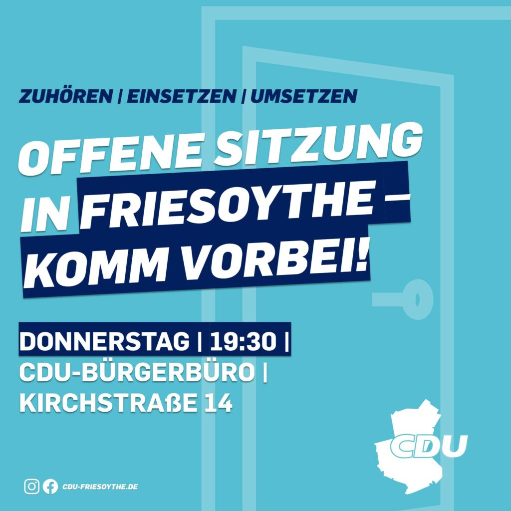 Offene CDU-Sitzung am 07.09. in Friesoythe
